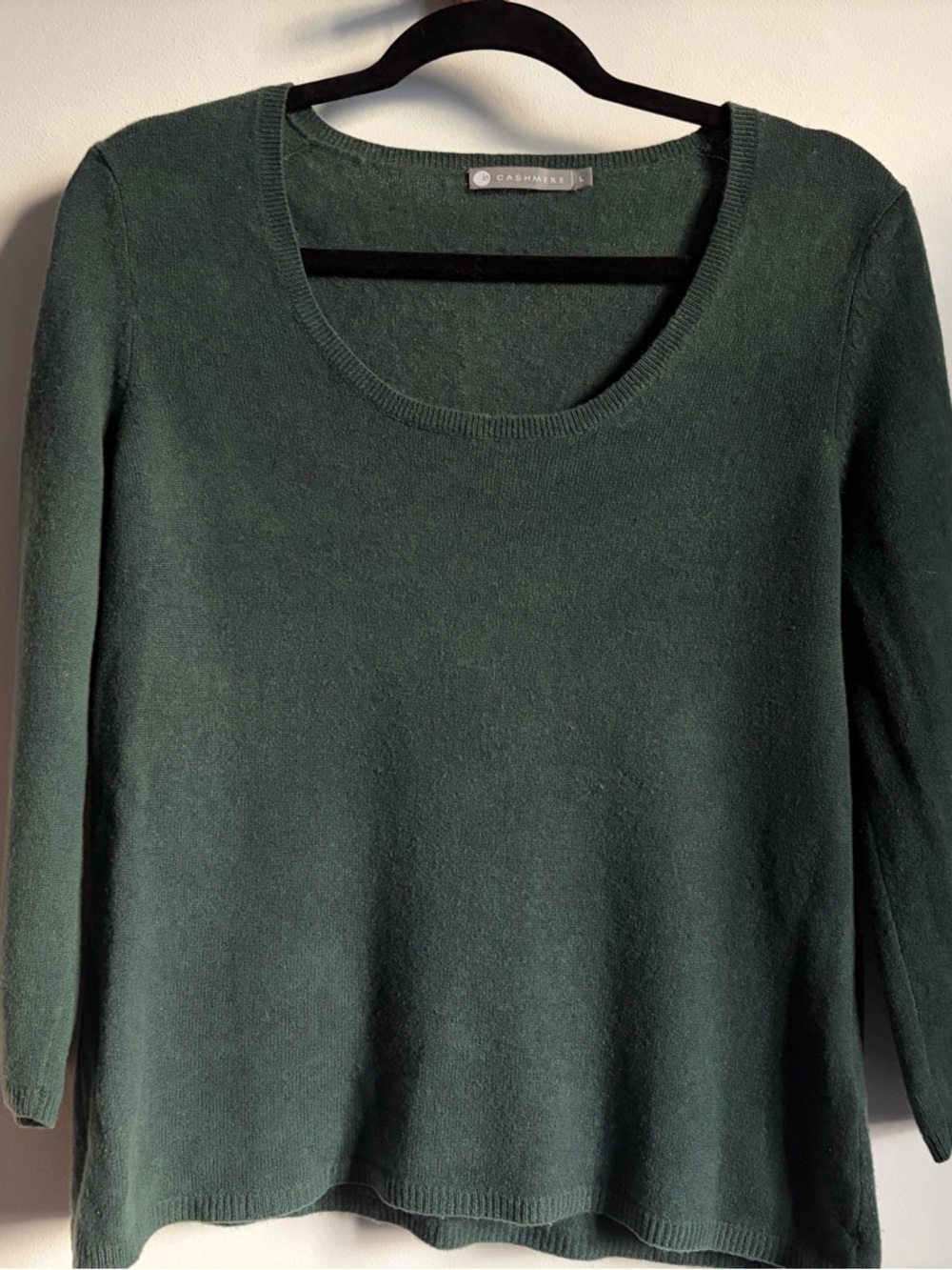 InCashmere Scoop Neck Sweater in Forest Green Size L